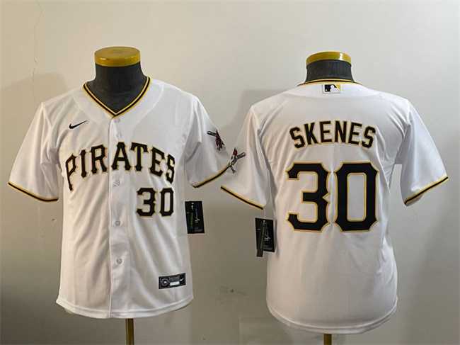 Youth Pittsburgh Pirates #30 Paul Skenes White With Patch Cool Base Stitched Jersey,We sell and wholesale Youth Pittsburgh Pirates #30 Paul Skenes White With Patch Cool Base Stitched Jersey on line form chian!